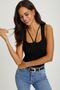 Women's Black Cross Collar Knitwear Blouse KZ2098 - 4