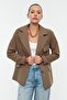 Vizon Oversize Astarlı Kruvaze Kapama Dokuma Blazer Ceket TWOSS22CE0077 - 5