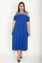 Women's Large Size Cobalt Blue Roba Mesh Detailed Viscose Dress 65n24231 - 5