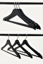 6 Wooden Look Plastic Clothes and Clothes Hangers Black - 3