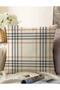 Double Sided Cream Colored Plaid Pattern Decorative Raschel Knitted Pillow Throw Pillow Cover