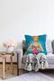 Blue Background Popart Girl Patterned Double Sided Decorative Raschel Knitted Pillow Throw Pillow Cover - 2