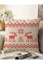 Double Sided Cross Stitch Motif New Year's Themed Digital Printed Raschel Knitted Throw Pillow Cover