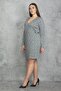 Women's Large Size Gray Plaid Patterned Waist Detailed Wraped Lined Dress 65N37446