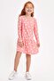 فستان بناتي منقوش بأكمام طويلة
