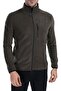 Men's Dark Khaki Full Zipper 3-Pocket Outdoor Fleece Jacket