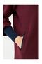 Women's Jacket with Agraph Collar and Sleeve Details - Burgundy - 2