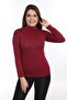 Plus Size Half Fisherman Viscose High Neck Burgundy Bodysuit
