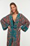 Zebra Desenli Dokuma Maxi Plaj Kuşaklı Kimono&Kaftan TBESS21KM0171 - 4