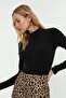 Black Slim Gather Detailed Stretch Knitted Body with Snap Fasteners TWOAW20BD0052 - 3