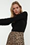 Black Slim Gather Detailed Stretch Knitted Body with Snap Fasteners TWOAW20BD0052 - 2