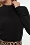 Black Slim Gather Detailed Stretch Knitted Body with Snap Fasteners TWOAW20BD0052 - 4