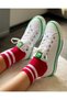 Bn-30176 Benetton Linen Sports Shoes White & Green - 3