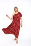 Plus Size Women's Relaxed Cut Patterned Short Sleeve Asymmetrical Viscose Combed Cotton Dress
