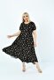 Plus Size Women's Relaxed Cut Patterned Short Sleeve Asymmetrical Viscose Combed Cotton Dress - 3