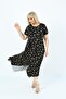Plus Size Women's Relaxed Cut Patterned Short Sleeve Asymmetrical Viscose Combed Cotton Dress - 5