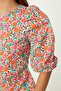 Ecru Balloon Sleeve Floral Print Crop Woven Blouse Twoss22Bz0193 - 4