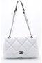 Women's Quilted Embroidered Crossbody Bag with Silver Accessories