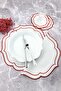 Red Color Double Wrap Embroidered 4 Piece Set Placemat And Cocktail Napkin