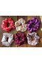 Women's 6-Piece Satin Hair Rubber Buckle Set Pink - Yavruağzı - Dried Rose - Claret Red - Purple - 4