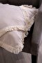 Single Special Design Ecru Raw Linen Tasseled Throw Pillow Pillow Case with Pompom in the Middle 43x43 Cm - 3