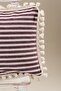 Single Special Design Claret Red Striped Linen Pompom Throw Pillow Pillow Case 35x55 Cm - 5