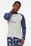 Navy Blue-Grey 100% Cotton Regular Fit Crew Neck Pajamas Set Thmaw22Pt0440