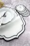 Black Color Double Wrap Embroidered 8 Piece Set Placemat And Cocktail Napkin