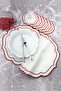 Red Color Double Wrap Embroidered 12 Piece Set Placemat And Cocktail Napkin