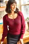 Women's Claret Red Back Tie Sleeve Pompom Knitwear Sweater KZK-19000212 - 2