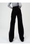 Women's Black Wide Leg Split Detail Palazzo Jean Loose Leg Jean Colorfast Black Jean - 3