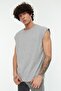 Basic Lacivert-Gri 2'li Paket Oversize/Geniş Kesim Pamuklu Kolsuz T-Shirt/Atlet TMNSS22AL0070 - 7
