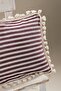 Single Special Design Claret Red Striped Linen Pompom Throw Pillow Pillow Case 35x55 Cm - 6