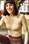 Women's Stone Front Gathered Sandy Knitted Blouse BLZ-19001770 - 4
