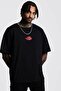 Unisex Black Naruto Akatsuki Symbol Black Oversize Design T-shirt - 2
