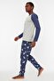 Navy Blue-Grey 100% Cotton Regular Fit Crew Neck Pajamas Set Thmaw22Pt0440 - 3