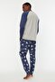 Navy Blue-Grey 100% Cotton Regular Fit Crew Neck Pajamas Set Thmaw22Pt0440 - 6