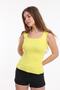 Women's Yellow Sleeveless Blouse Thick Strap Athlete Slim Summer Square Collar Knitwear - 6