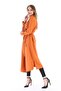 Long Brick-Color Women's Jacket with Epaulettes and Slits on the Sides and Belt - 4
