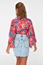 Floral Print Crop Woven Flounce Beach Blouse Tbess19Bb0095 - 5
