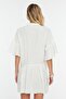 White Woven Flamed Cotton Loose Fit Mini Beach Dress TBESS20EL0873 - 5