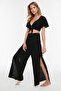 Beach Clothing Black Woven Flared Cotton Beach Pants Tbess21Pl0493