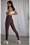 Women's Brown Recovery Ribbed Diver High Waist Leggings