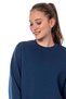 Kadın Indigo Mavi Renk Uzun Kesim Basic Örme Sweatshirt - 5
