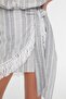 Grey Striped Tasseled Blouse and Skirt Beach Set - Tbess21Au0085 - 4