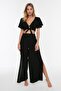 Beach Clothing Black Woven Flared Cotton Beach Pants Tbess21Pl0493 - 5