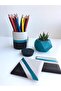 Office Set Pen Holder Flower Pot Note Pad Cactus And Coasters - 2