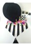 Placemat Set 4 Black Color Plate, Checkered (Mackenzie Flower Pattern) Runner. - 2