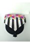 Placemat Set 4 Black Color Plate, Checkered (Mackenzie Flower Pattern) Runner. - 4