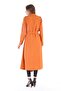 Long Brick-Color Women's Jacket with Epaulettes and Slits on the Sides and Belt - 3